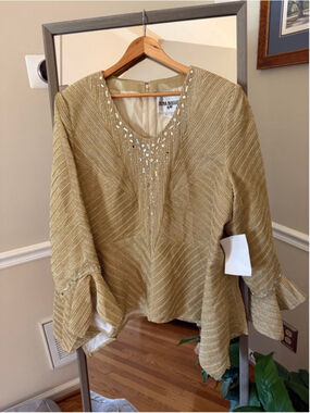 Women's NINA MASSINI Gold Skirt Set with Embellishments Plus Size 22